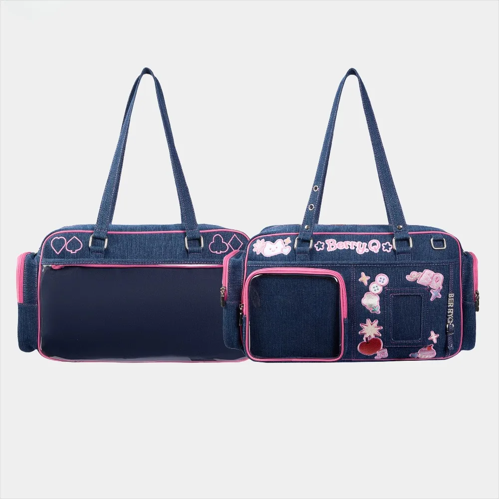 

Denim Shoulder Ita Bag Travel Sac Femme Underarm Shoulder Crossbady Bolso Embroidery Bags for Woman High Capacity Bolsos Mujer