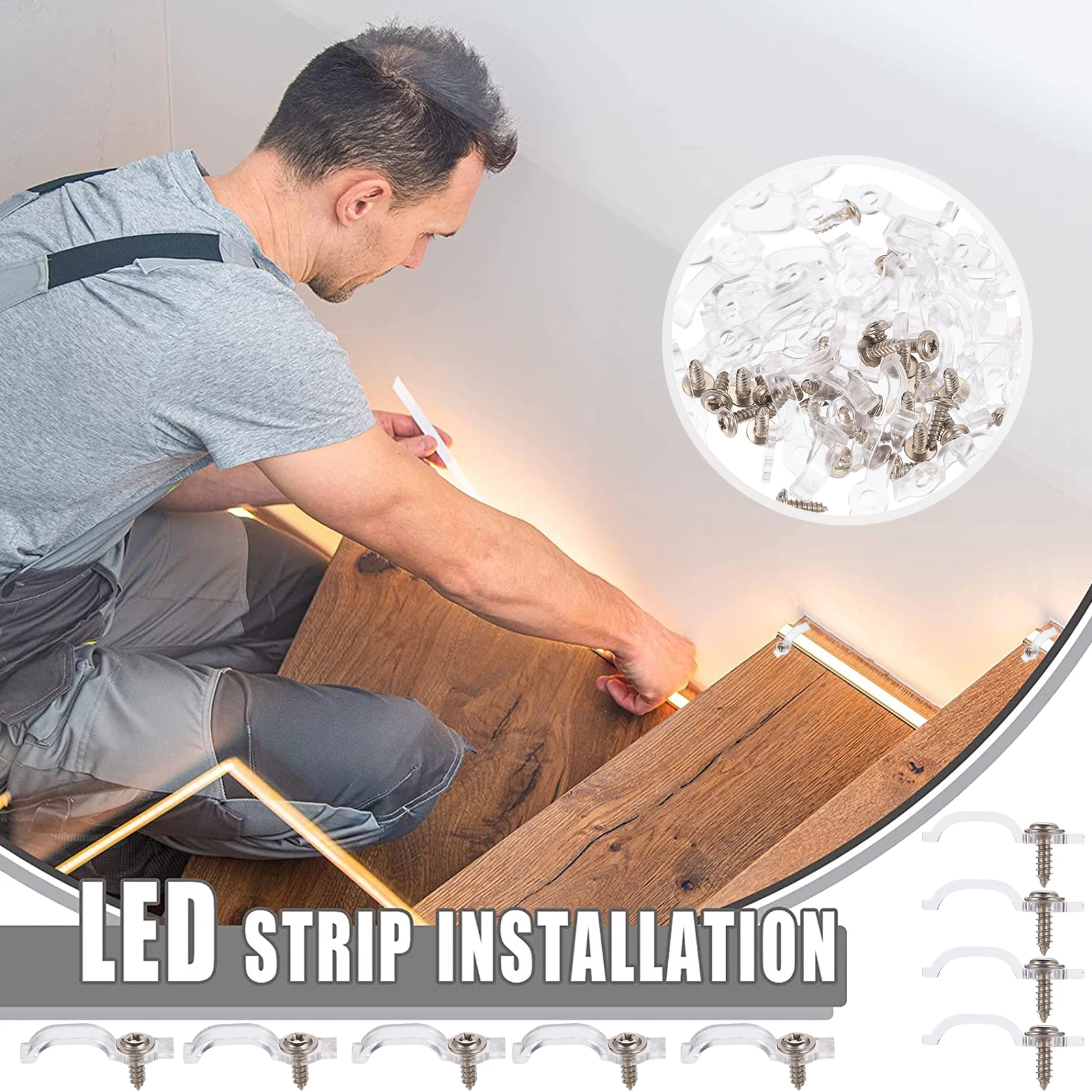 

100pcs LED Strip Clips Clear Plastic Light Holder Mounting Brackets Heat Resistant Fixing Accessories LED Light Strips