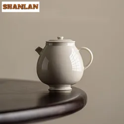 120ml Chinese Handmade Grass Wood Gray Ceramic Teapot Creative Pot Tea Brewing Kettle Kung Fu Tea Tea Services Decoration Gifts