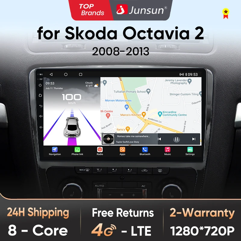 Junsun Android 13 Qualcomm 8 Core Wireless CarPlay for Apple Android car Car Radio For  Skoda Octavia 2 A5 2008-2013 Car Radio