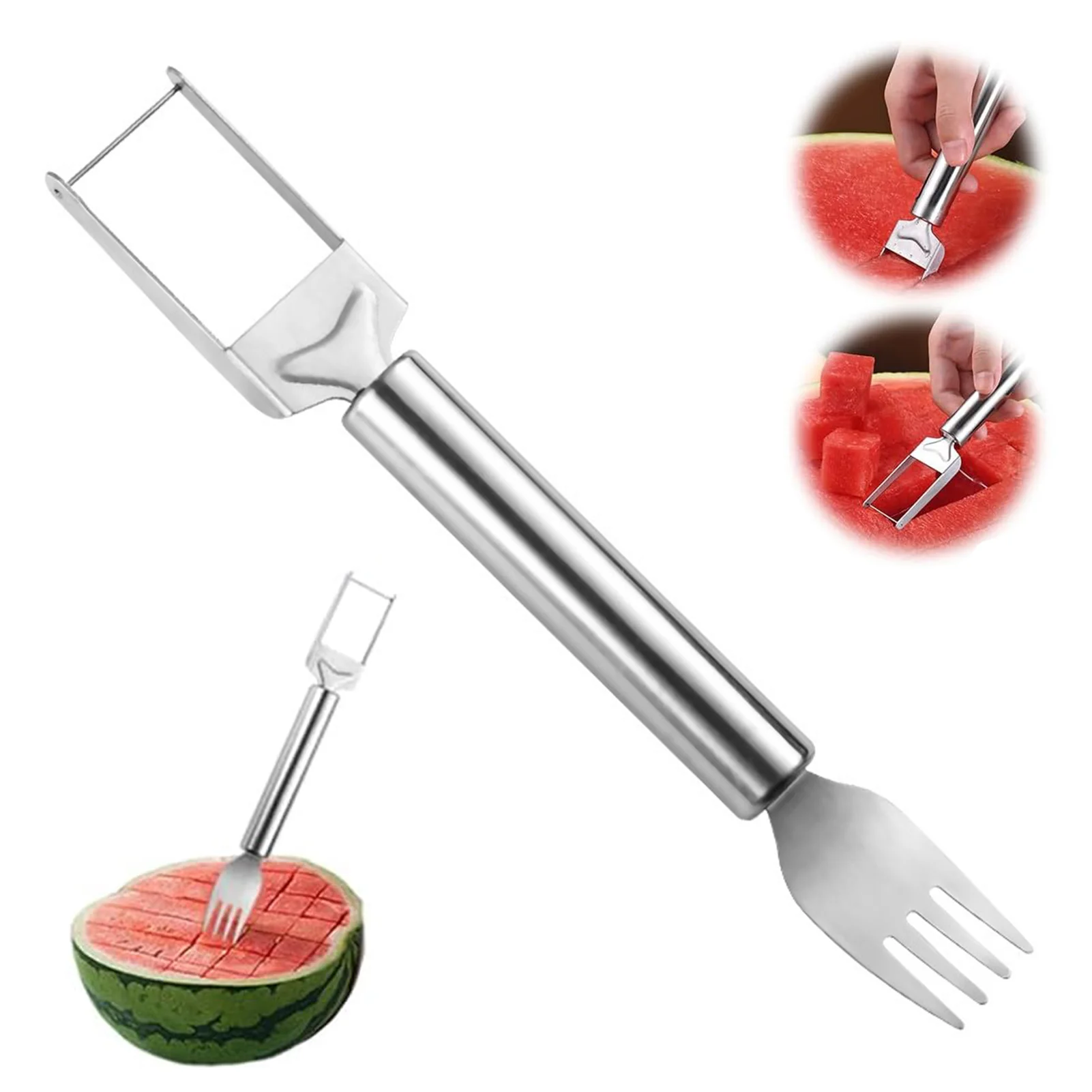 Portable Watermelon Slicer Cutter 2 in 1 Quickly Fruit Forks Slicer for Home and Restaurant Dishwasher