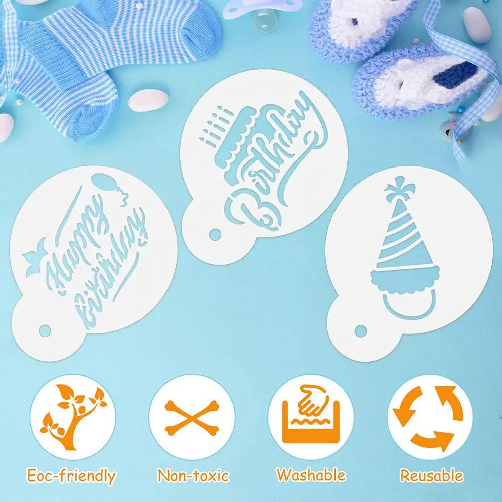 Safe for Children Baking Tools 20 Pcs Cake Flower Spray Molds Set Reusable Food Grade Cookie Stencils Coffee for Baking