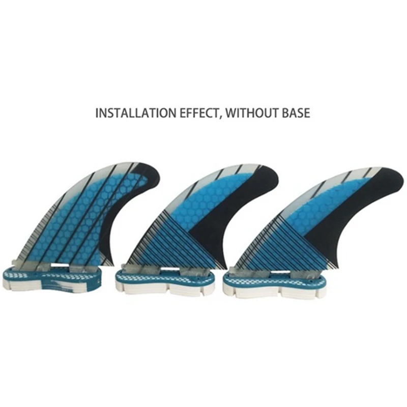 NEW-G5 Surf Fins Three-Piece Surfboard Accessory Honeycomb Rudder For FCS2 Surfboard Base Blue