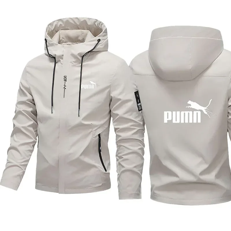 Men's Softshell Hooded Jacket Water Repellent Wind Resistant Coat Autumn Mountaineering Outdoor Two Side Pockets Adjustable Hood