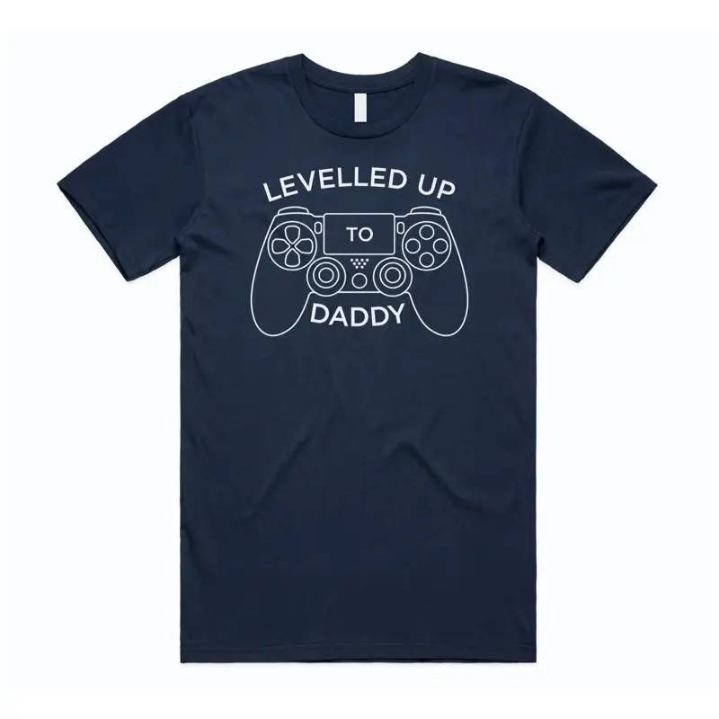 Levelled Up To Daddy T Shirt Funny Fathers Day Dad Gaming Gamers Geek