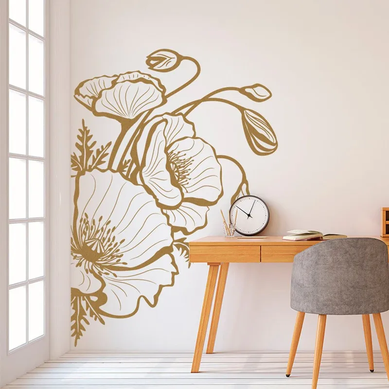 Beautiful Flowers Vinyl Decal Gift Women Fashion Living Room Bedroom Children's Room Flower Shop Door and Window Decoration