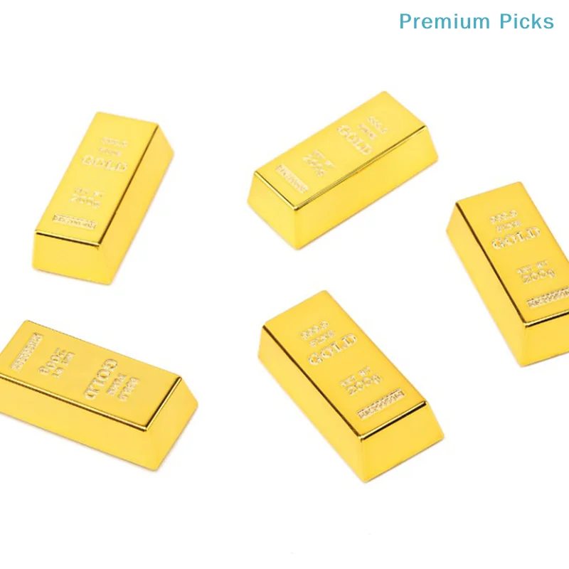 portablePlastic Fake Gold Bullion Simulated Golden Brick Fake Glittering Gold Bar Paperweight Door Stop Movie Prop Novelty Gift