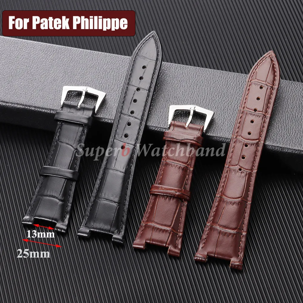 

For Patek Philippe Nautilus Series Genuine Cow Leather Watch Strap with 25mm Cowhide 5711 5712G for Men Premium Watchbands