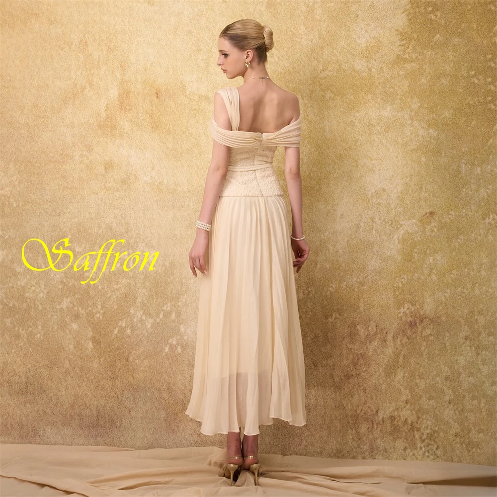 Personalizado elegante chiffon sem alças vestido de noite clássico fora do ombro vestidos de baile moda faixas vestidos de ocasião especial