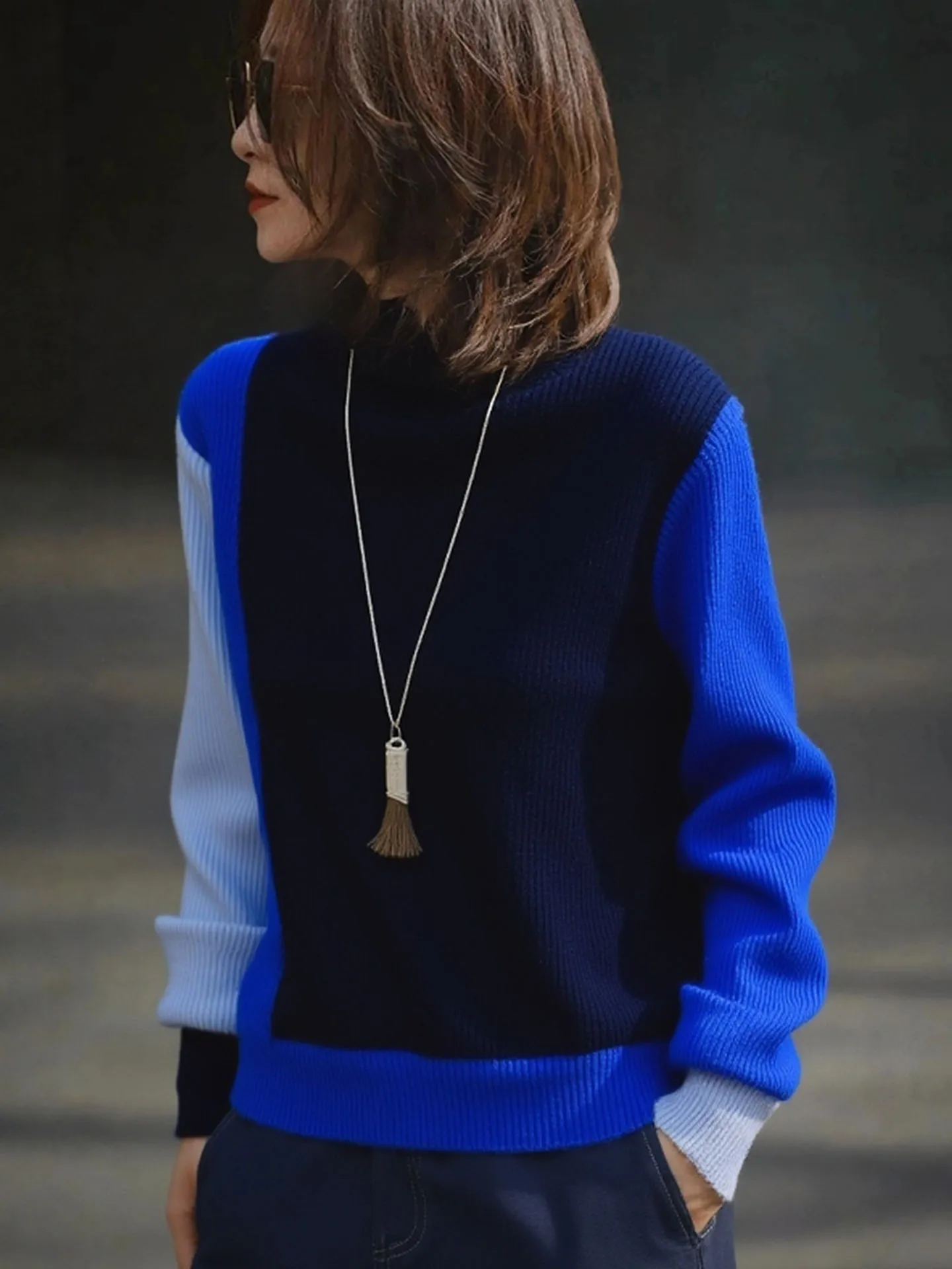 

Модный цветной трикотаж Blo Long Sve Camere, зимний дизайн, корейский универсальный топ Agel для молодых женщин, одежда для поездок на работу