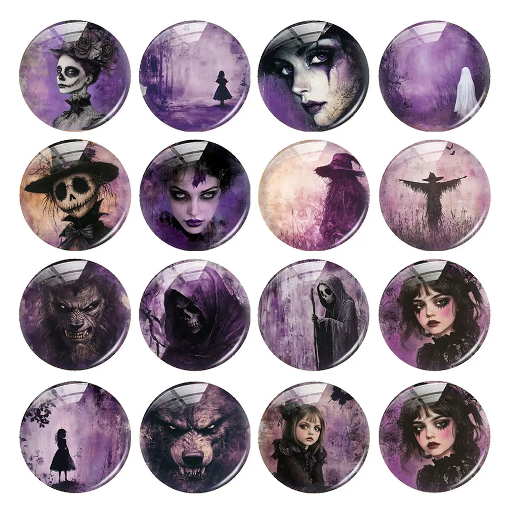 

Handmade Halloween Gothic Scarecrow Grim Reaper Round Photo Glass Cabochon Flatback Demo Flat Back Cameo For Diy Jewelry Making