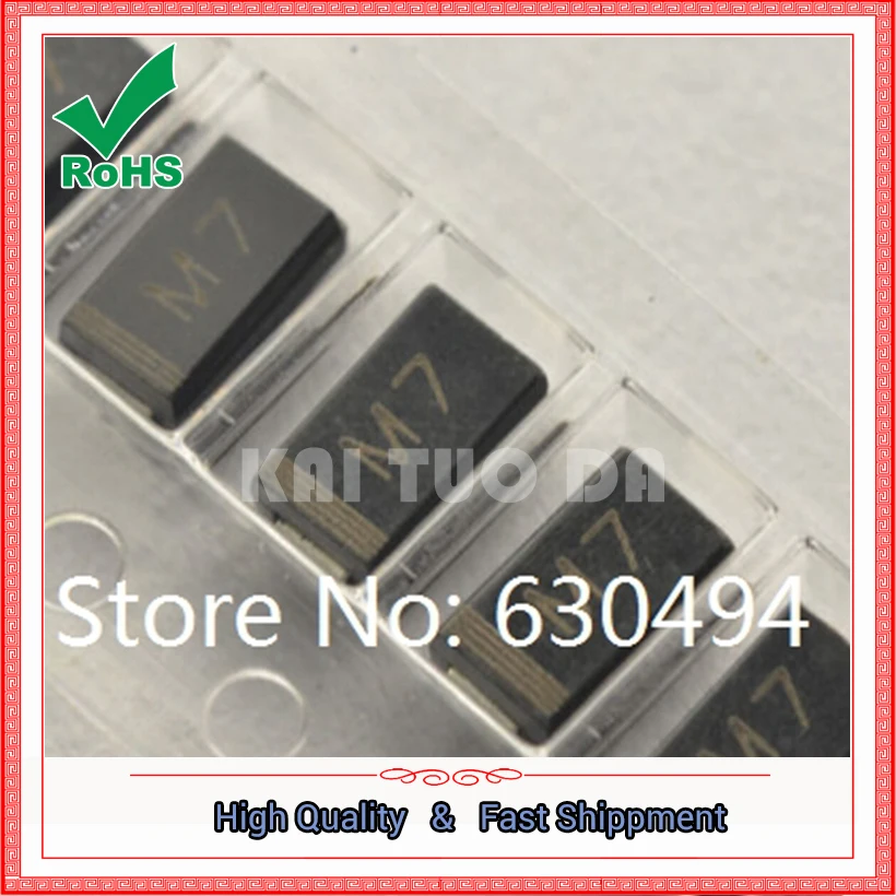 Free Shipping One Lot 100pcs SMD 1N4007 Rectifier Diode 1A 1000V M7 Original