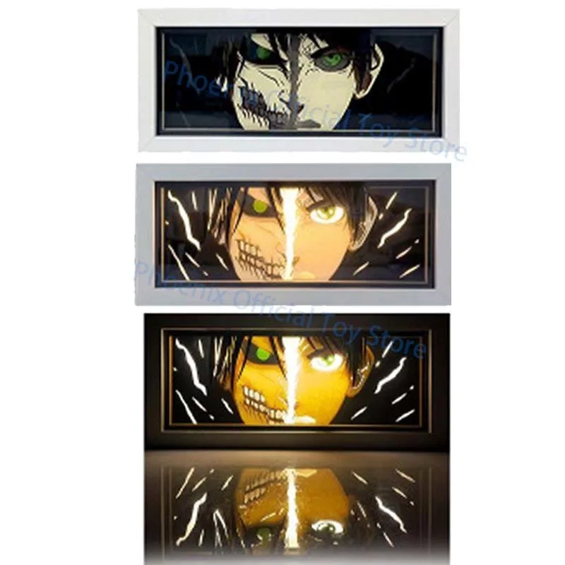 3D Attack On Titan Box Light Levi Ackerman Led Night Lights Anime Eren Jaeger RC Picture Lamp Toy Room Decor Gift For Boy