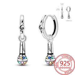 Musical Life 925 Sterling Silver Color Microphone Note Earrings Leisure Matching Accessories Party Gifts