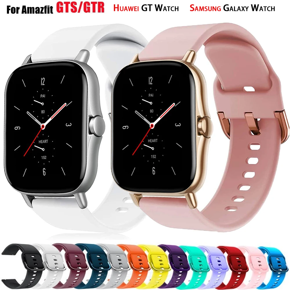 22mm 20mm band For Amazfit GTS/2/2e/3/4 GTS2 Mini/GTR 4/3/Pro/47mm/GTR2/2e/stratos 2/3 Silicone Bracelet Amazfit bip Watch strap