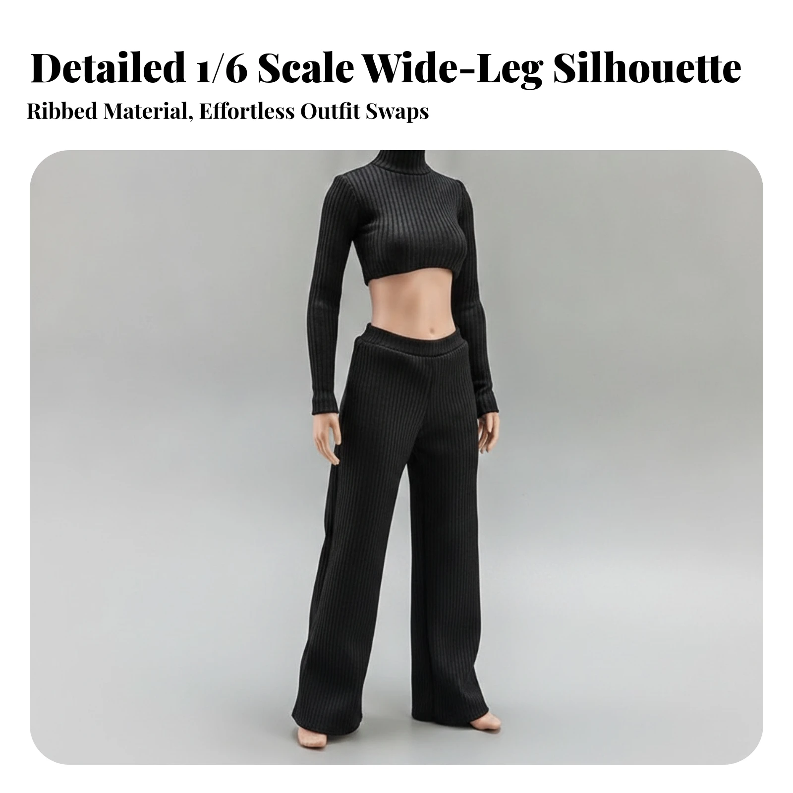 Ribbed Doll Pants with Elastic Waistband Fashionable Wide-Leg Doll Trousers 12 Inch Figure Pants Easy to Clean Breathable