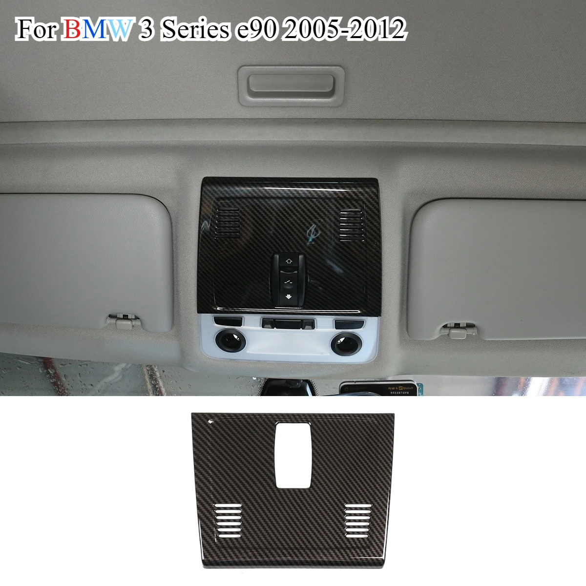 

ABS Carbon Fiber/Silver For BMW 3 Series E90 2005-2012 Car Rear Roof Reading Lamp Frame Cover Trim Sticker Car Accessories