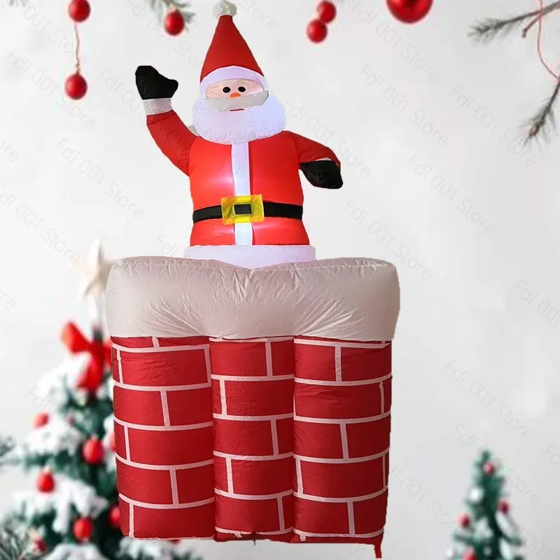 Party Supplies Christmas Electric Inflatable Automatic Chimney Up and Down Inflatable Santa Claus Inflatable Mold
