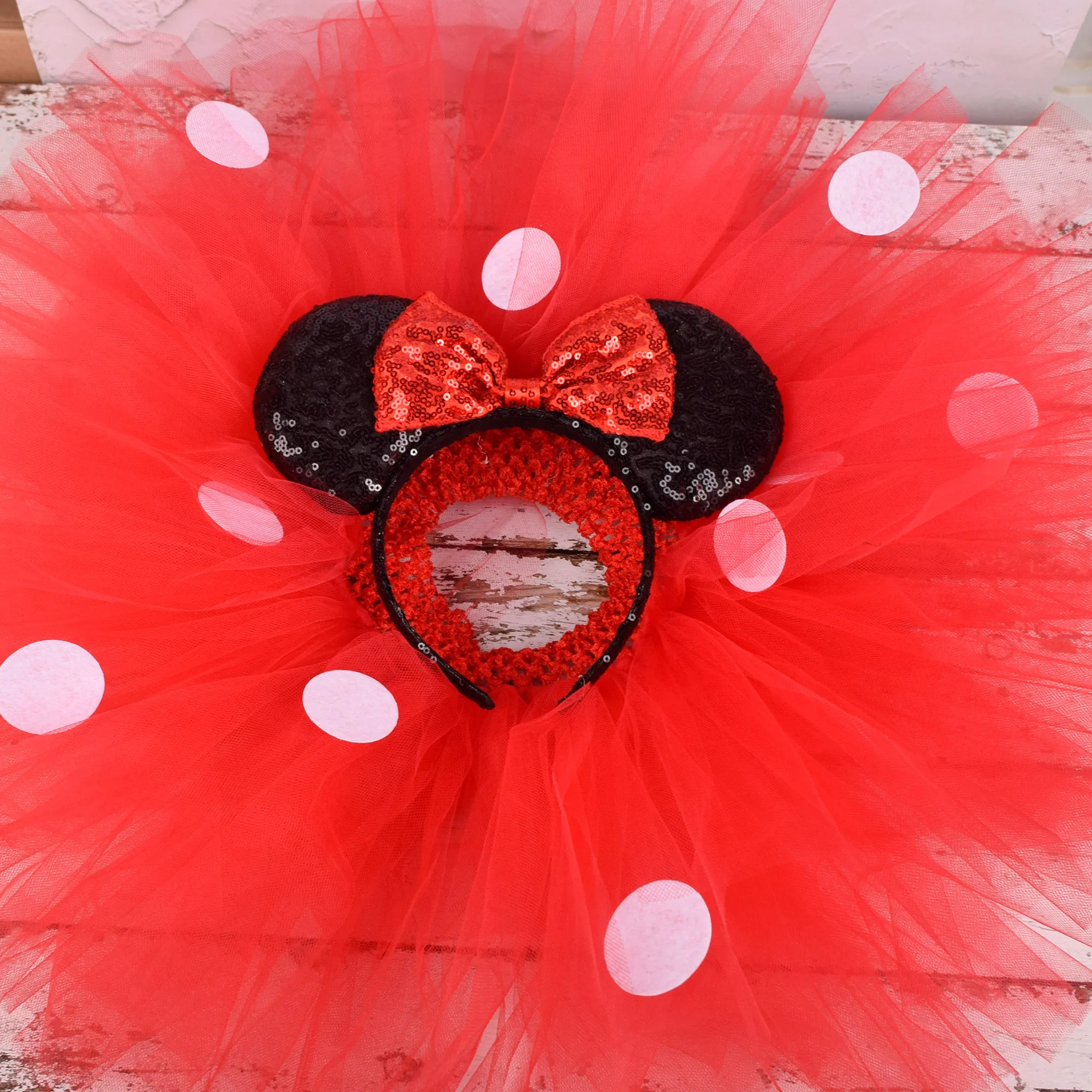 Baby Girl Red Mouse Birthday Tutu outfit Polka Dots 1st Birthday Party Tutu costume Baby Shower Tutu Skirt Onesies Headband Set