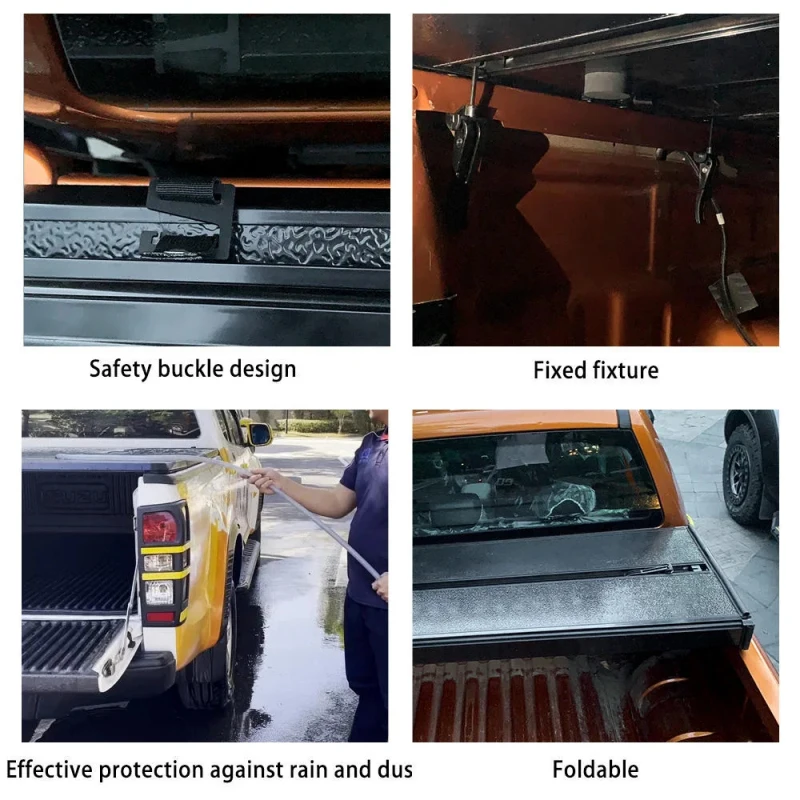 Aluminum Alloy Tri-fold Hard Tonneau Cover Waterproof Anti-theft for  Pickup Cover