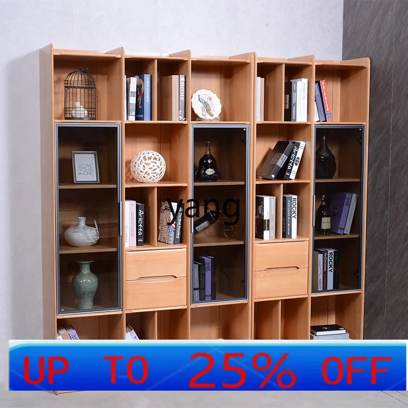 

LH Solid Wood Bookcase Storage Drawer Lattice Cabinet Wood Bookcase Closets