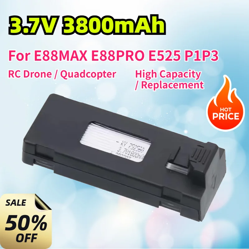 3.7V 3800mAh Modular Battery for E88MAX E88PRO E525 P1P3 RC Drone High Capacity Rechargeable Spare Parts