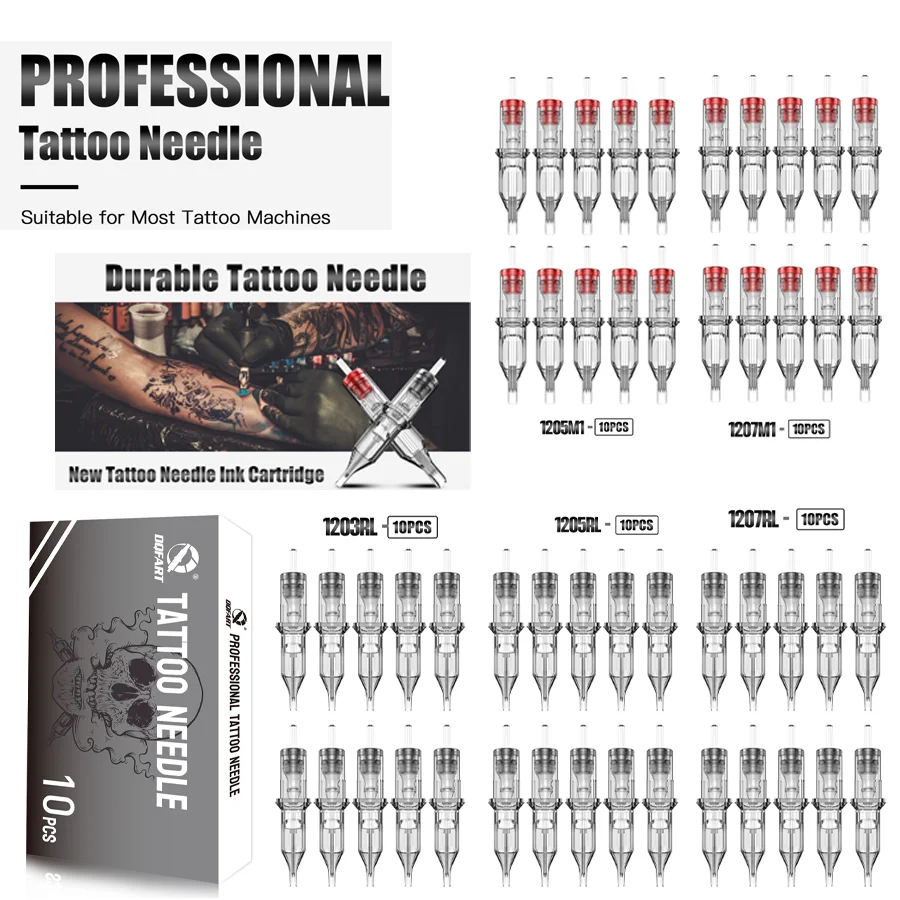 DQFART Premium Tattoo Needle Kit - Standard Round Liner Kit with 1203RL, 1205RL, 1205M1, 1207M1 Configurations