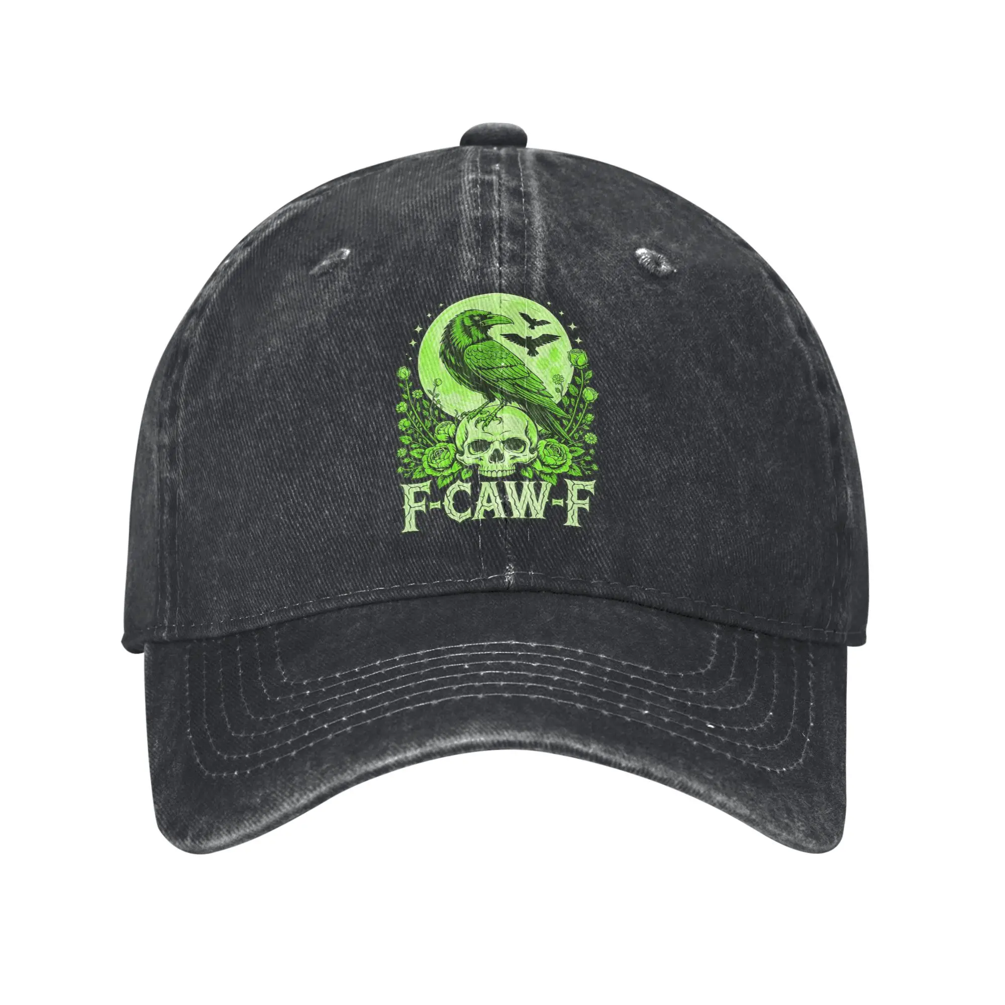Retro Black Crow F Caw F Baseball Caps Unisex Style Distressed Washed Snapback Cap F-Caw-F Bird Golf Unstructured Soft Hats Cap