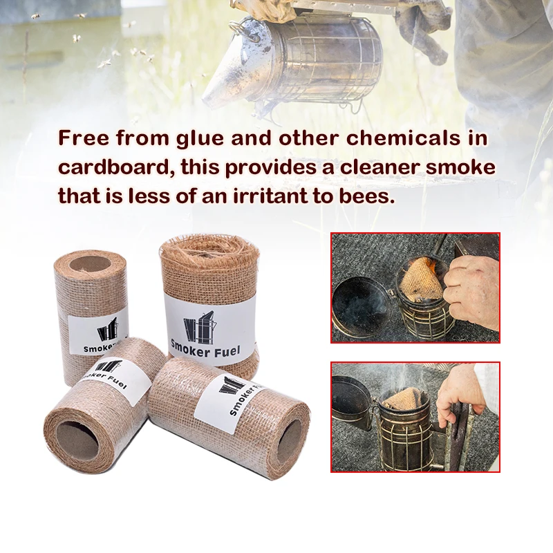 

300CM/Roller Natural Bee Smoker Fuel Burlap Cleaner Smoke Less Irritant to Bees Beekeepers Beekeeping Equipment Accessories