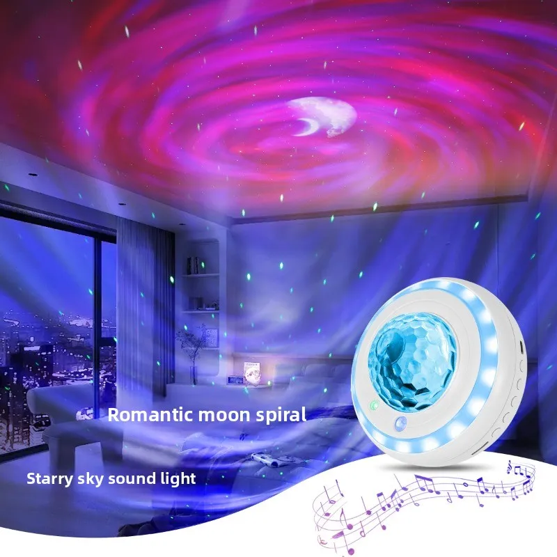 New Starry Sky Moon Laser Projection Light Bluetooth Audio Bedroom Gypsy Night Light Romantic Ambience Light