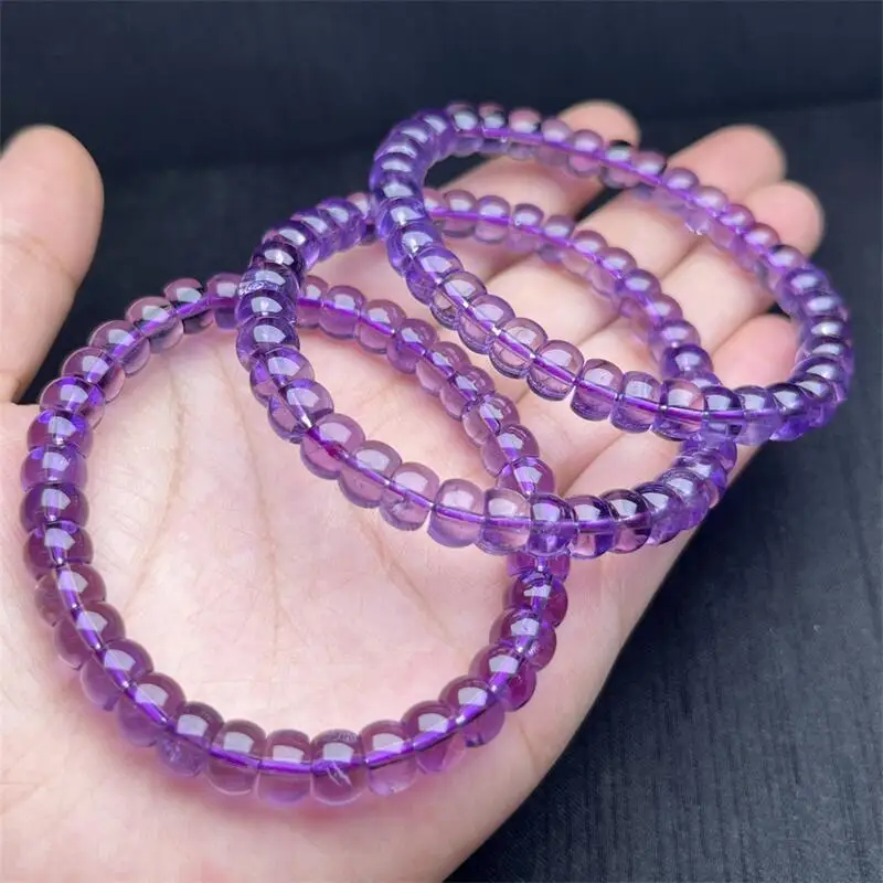 7.5MM Natural Ametrine Bracelet Quartz Crystal Yoga Reiki Healing Stretch Bangles Female Gift 1PCS