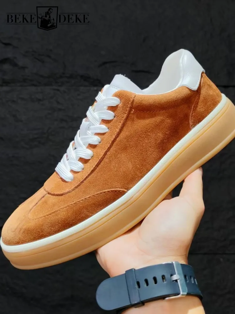 

Concise Style Cowhide Round Toe Height Increase Casual Shoes Solid Color Genuine Leather Youth Male Lace-Up Fashion Footwear