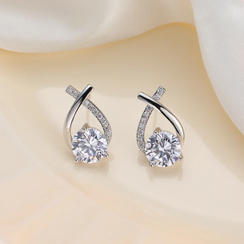 Exquisite Fashion Crystal Earrings Fashion Earrings Stylish Design Ladies Jewelry Elegant Accessories Trend Korean Stud Earrings