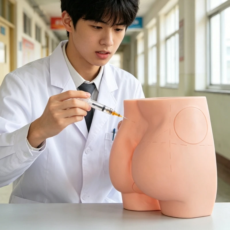 Intramuscular Practice Model for Nursing Students with Gluteal Training Form, Printed Guide Lines, and Removable Inner Pad 896C