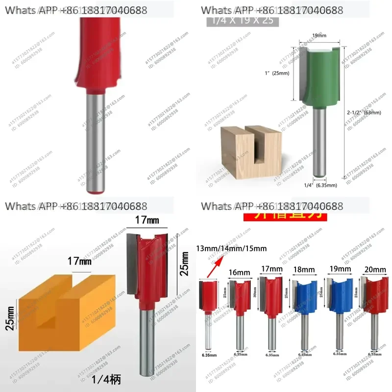 Slotting Knife for Woodworking Milling Cutter Drill Bit Trimmer Diameter 18mm Long Straight Knife with 1/4 Inch Shank