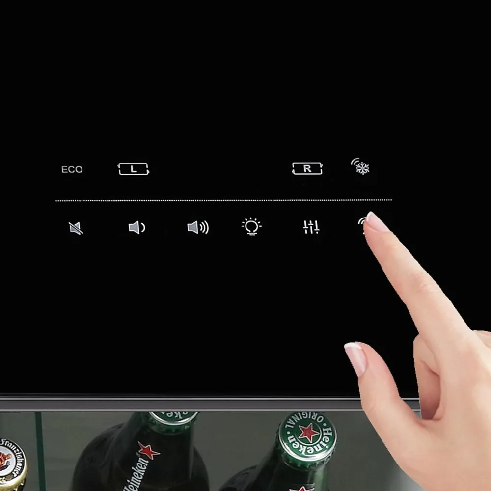 Smart Coffee Table with Fridge and Bluetooth Speaker, Smart Refrigerator Table with Wireless Charger, Touch Control Panel,