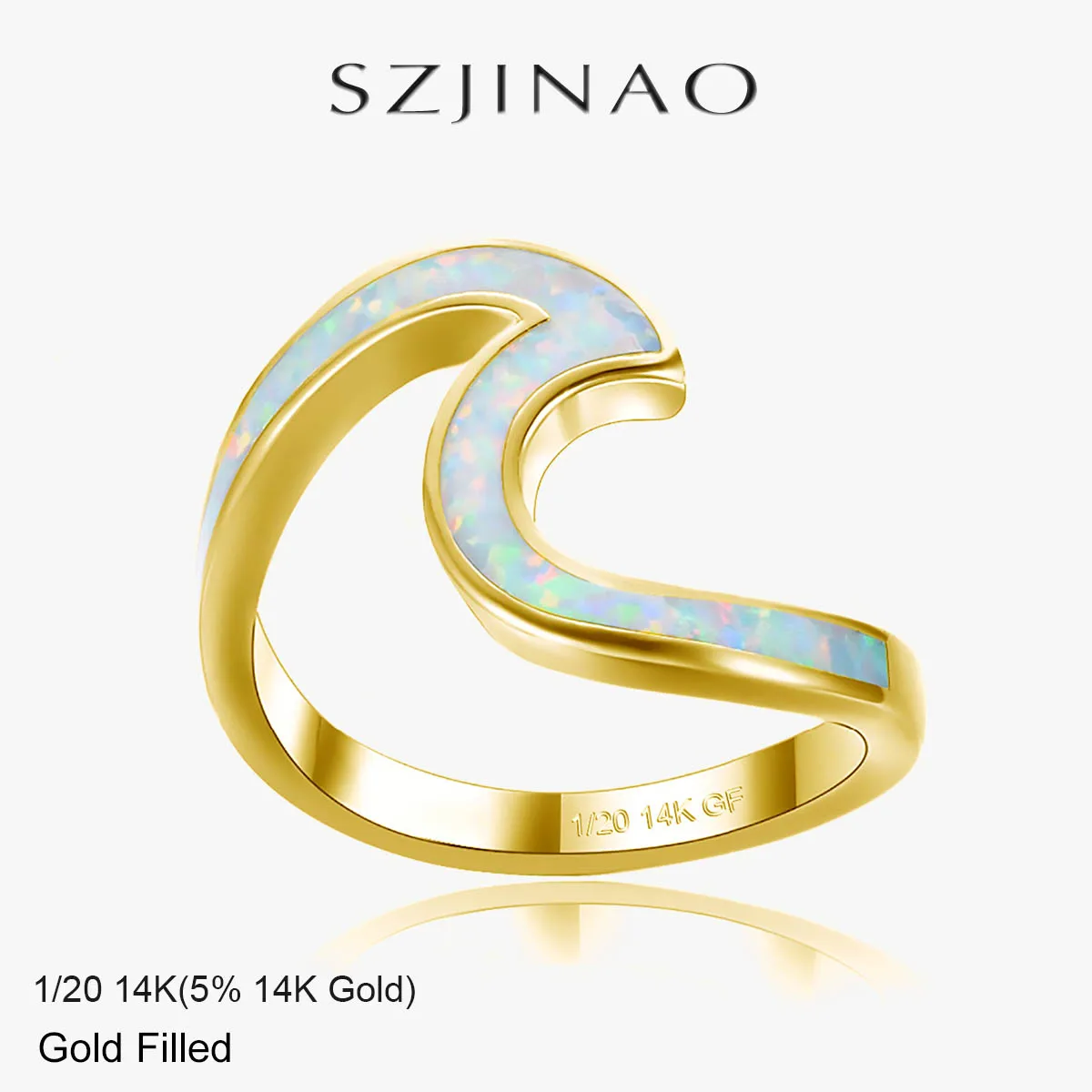 

14K Gold Filled Wavy Opal Ring for Women Trendy Niche Style Colorfast Jewelry for Party Birthday Gifts