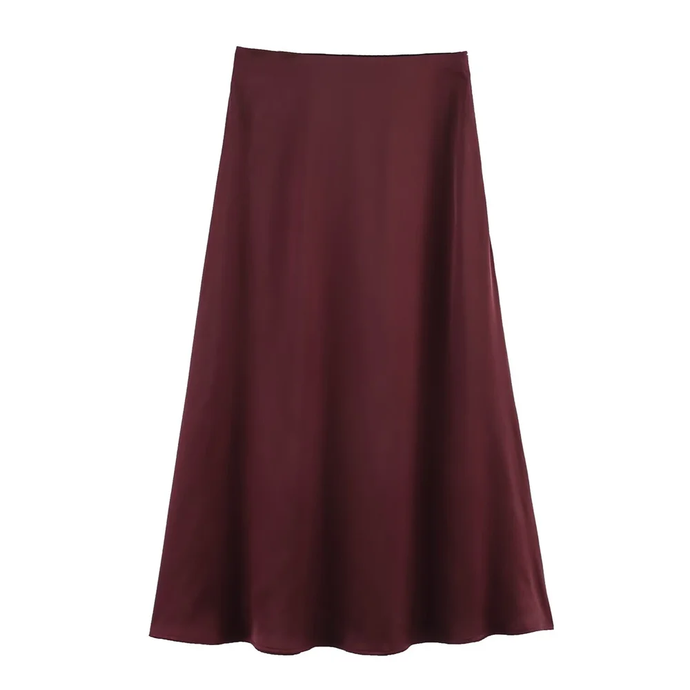 

GELITAYIN Spring New Women's Fashion Style Versatile High Waist Slimming Versatile French Silk Texture Skirt