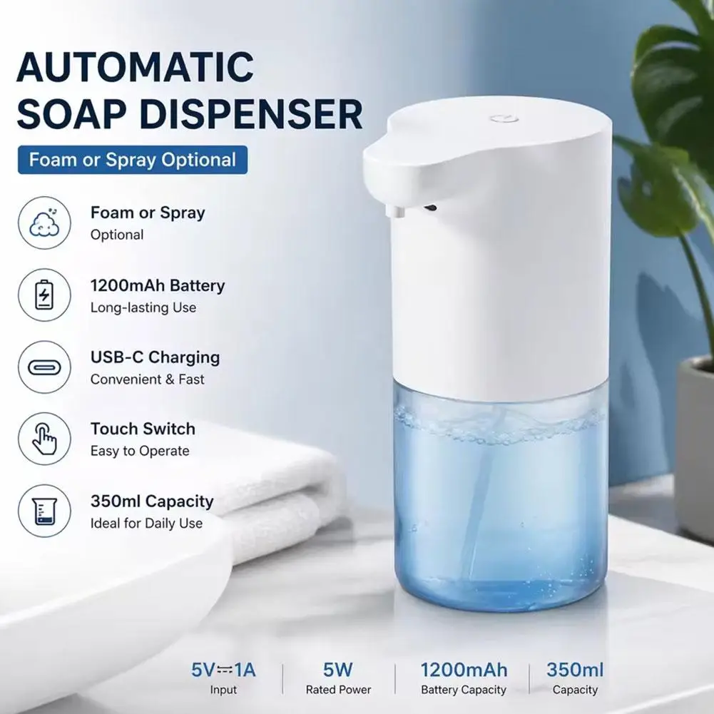 Touchless Infrared Sensor Foam Soap Dispenser Automatic Hand Washing Bottle Suitable for Home Bathroom Hotel and Daily Use