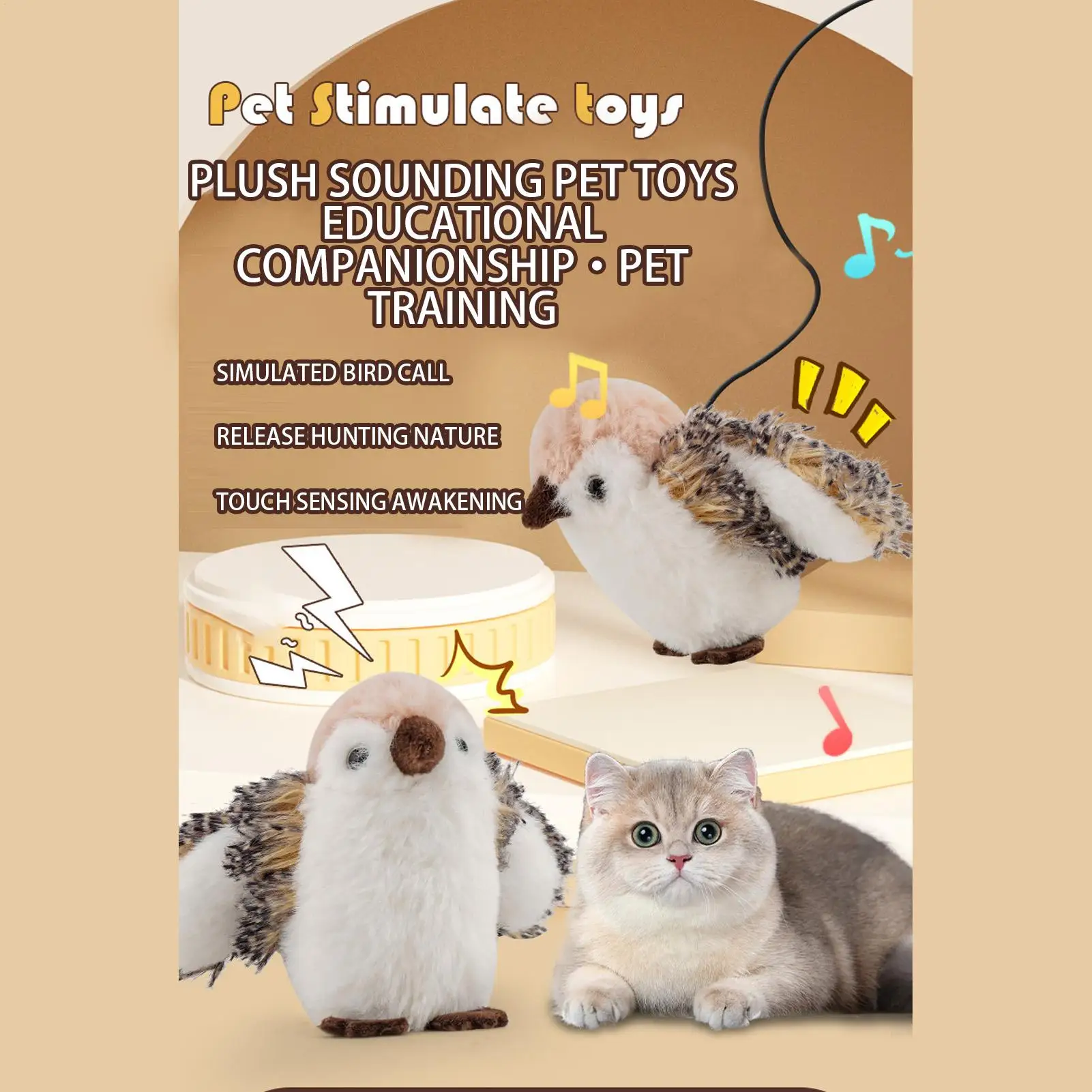 Simulation Bird Pet Toy Cat Dog Exercise Realistic Bird Toy Sound Small Dogs Entertainment Fun Interactive Play For Friends Kids
