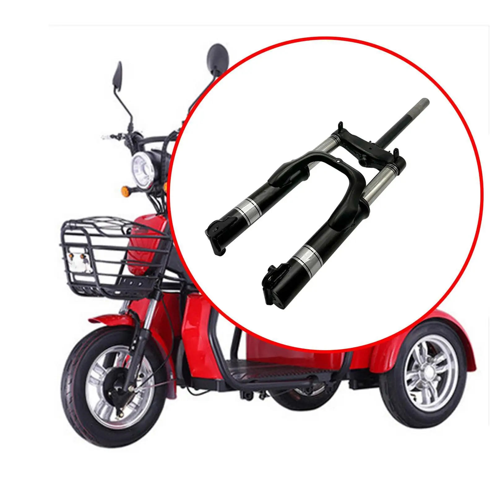 Tricycle Fork Shock Suspension Fork 3.0-8 Tire 10 Hole Through Cast Iron Front Fork for Leisure Tricycle Replacement