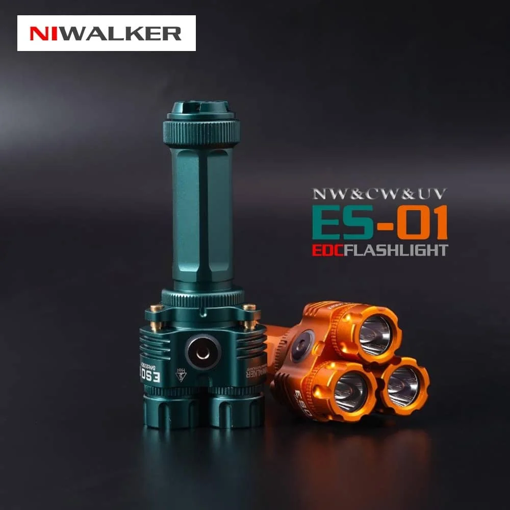 Niwalker ES01 Three Light Sources EDC Flashlight 6500K 4000K 365nm UV Light 850 Lumens 298Meters Outdoor Flashlights