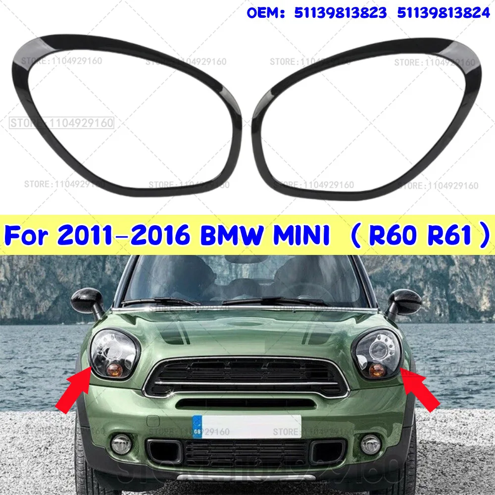 

Chrome Headlight Ring Bezel Trim Surround Cover Left Right For MINI Cooper R60 Countryman S ALL4 11-16 51139801573 51139801574