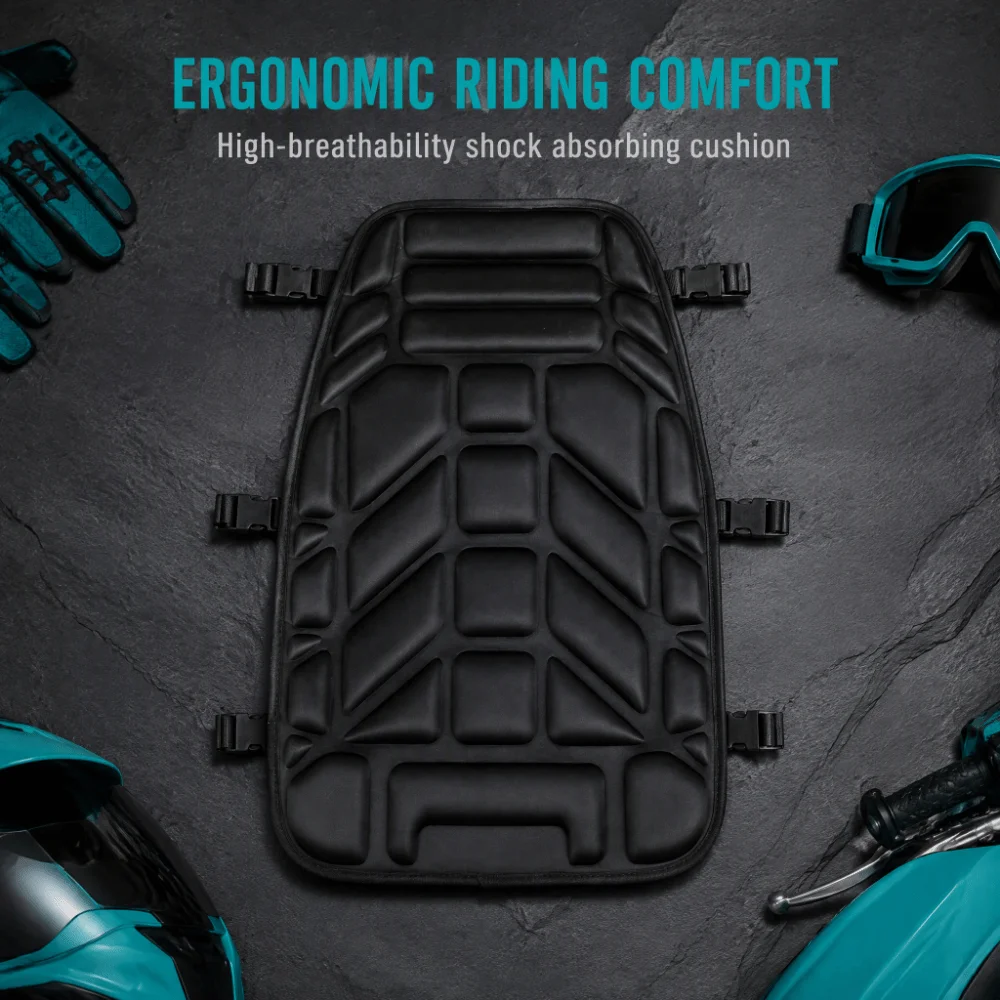 Padded ATV Seat Cover Breathable EVA Oxford Cloth Motorcycle Seat Pad Black Motorcycle Seat Protector For Long Distance Riding