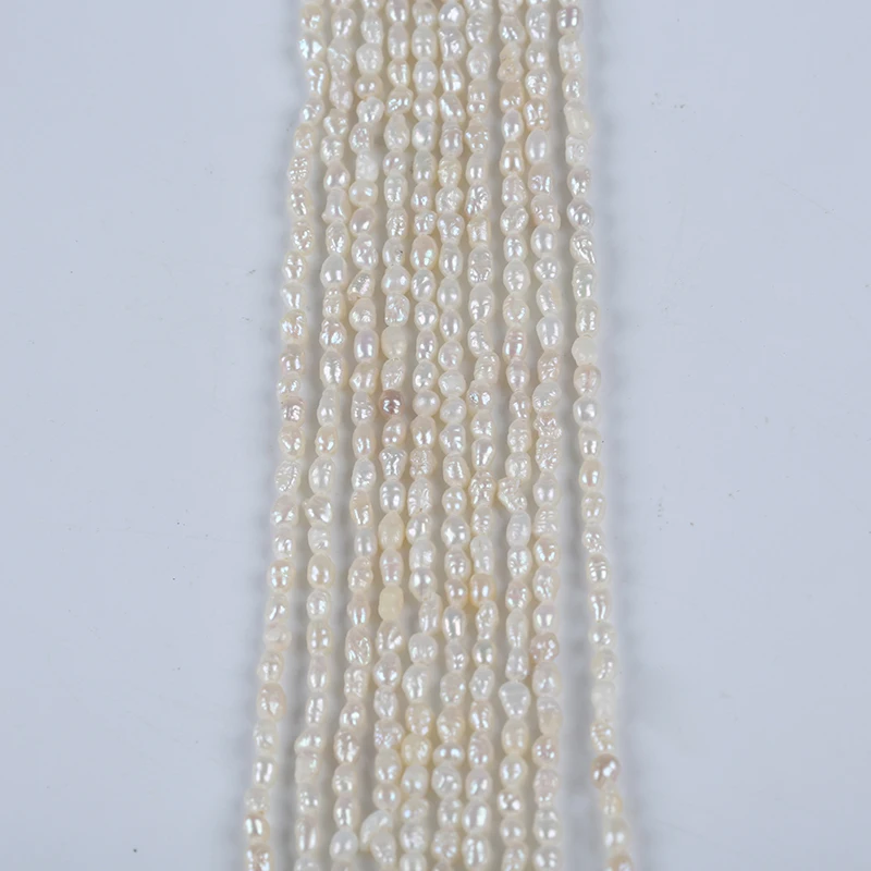 Wholesale  Cultured 3-4mm Freshwater Keshi Pearl Strand