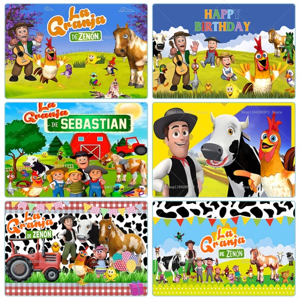 Decoraciones para Fiesta de Cumpleaños La Granja Zenon, Banner de Fondo, Artículos para Fiesta de Granja, Accesorios para Fotografía de Bautizo de Bebés