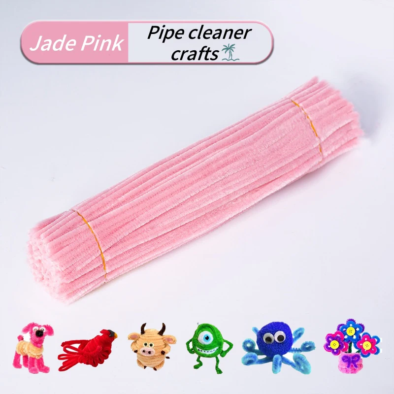100-delige pijpreinigers chenille-steel, effen kleur pijpreinigers set voor pijpreinigers doe-het-zelf kunst ambachten decoraties