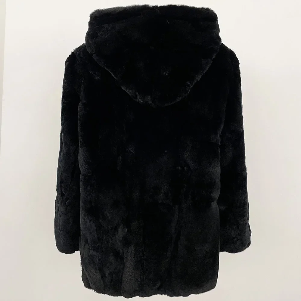 OFTBUY Real Rabbit Fur Coat Winter Fashion Woman Real Fur Jacket Lady Luxury Warm Black Ostrich Feather Coat Manteau Femme 2026