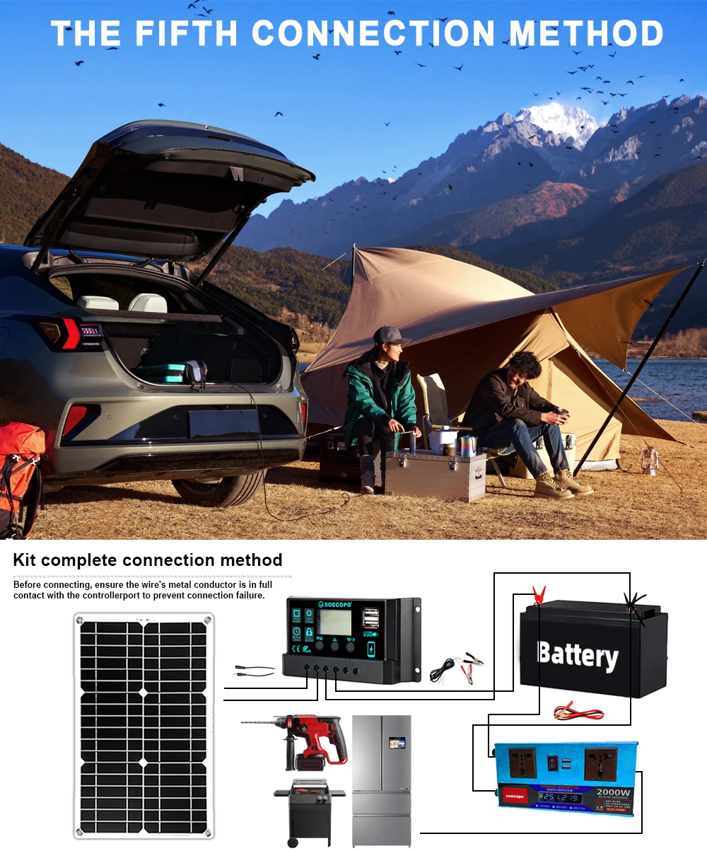 2000W Solar Kit Dual Spannung 2000W Inverter LCD Dual Outlets DC 12V24V zu AC220V 300W Solar Panel 30A Controller Hause Camping RV