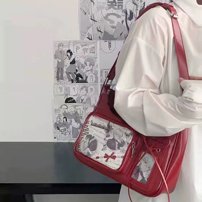 أطفال Y2k Harajuku حقيبة كتف المرأة الكورية شفافة Ita حقيبة مدرسة حقيبة كروسبودي أنيمي Preppy حقيبة يد محفظة اللعب #5